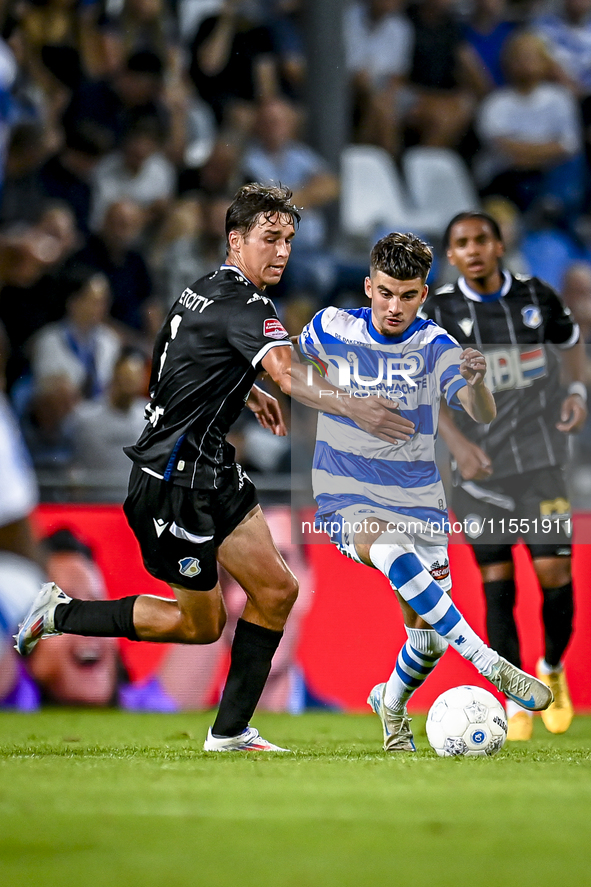 FC Eindhoven player Dyon Dorenbosch and De Graafschap player Ibrahim El Kadiri during the match between De Graafschap and Eindhoven at Stadi...