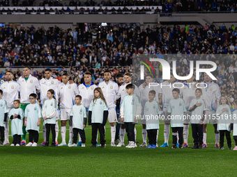 Argentina players during anthems before the FIFA World Cup 2026 Qualifier match between Argentina and Chile at Estadio Mas Monumental Antoni...