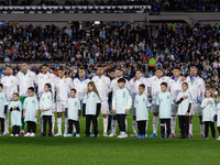 Argentina players during anthems before the FIFA World Cup 2026 Qualifier match between Argentina and Chile at Estadio Mas Monumental Antoni...