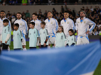 Argentina players during anthems before the FIFA World Cup 2026 Qualifier match between Argentina and Chile at Estadio Mas Monumental Antoni...