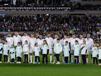 Argentina players during anthems before the FIFA World Cup 2026 Qualifier match between Argentina and Chile at Estadio Mas Monumental Antoni...