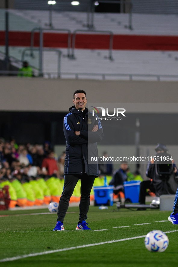 Lionel Scaloni, Coach of Argentina, looks during the FIFA World Cup 2026 Qualifier match between Argentina and Chile at Estadio Mas Monument...