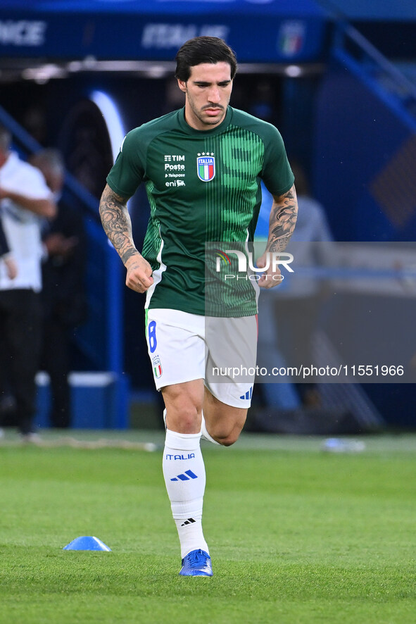 Sandro Tonali (ITA) during the UEFA National League Matchday 1 match between France and Italy at the Parc des Princes Stadium in Paris, Fran...