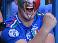 A supporter of Italy during the UEFA National League Matchday 1 match between France and Italy at the Parc des Princes Stadium in Paris, Fra...