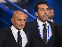 Luciano Spalletti, coach of Italy, and Gianluigi Buffon during the UEFA National League Matchday 1 match between France and Italy at the Par...