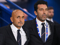 Luciano Spalletti, coach of Italy, and Gianluigi Buffon during the UEFA National League Matchday 1 match between France and Italy at the Par...