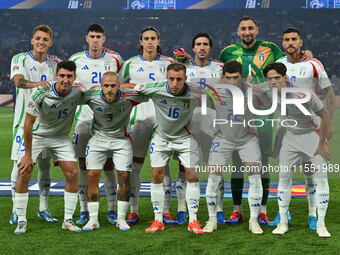 Italy players pose for a team photo during the UEFA National League Matchday 1 match between France and Italy at the Parc des Princes Stadiu...