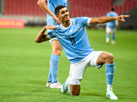 Anan Khalaili celebrates after scoring during Belgium vs Israel: matchday 1 of UEFA Nations League 2024-2025, in Debrecen, Hungary, on Septe...