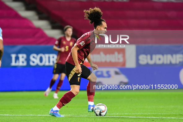 Arthur Theate is in action during Belgium vs. Israel: matchday 1 of UEFA Nations League 2024-2025, in Debrecen, Hungary, on September 6, 202...