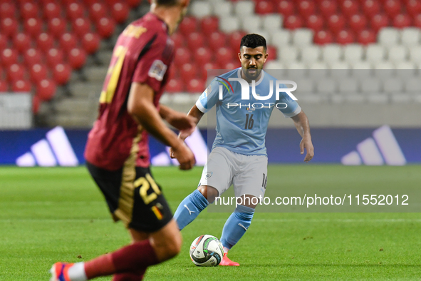 Mohammad Abu Fani is in action during Belgium vs Israel: matchday 1 of UEFA Nations League 2024-2025, in Debrecen, Hungary, on September 6,...