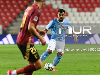 Mohammad Abu Fani is in action during Belgium vs Israel: matchday 1 of UEFA Nations League 2024-2025, in Debrecen, Hungary, on September 6,...