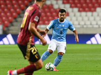 Mohammad Abu Fani is in action during Belgium vs Israel: matchday 1 of UEFA Nations League 2024-2025, in Debrecen, Hungary, on September 6,...