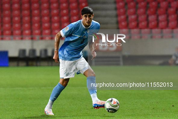 Omri Gandelman is in action during Belgium vs Israel: matchday 1 of UEFA Nations League 2024-2025, in Debrecen, Hungary, on September 6, 202...