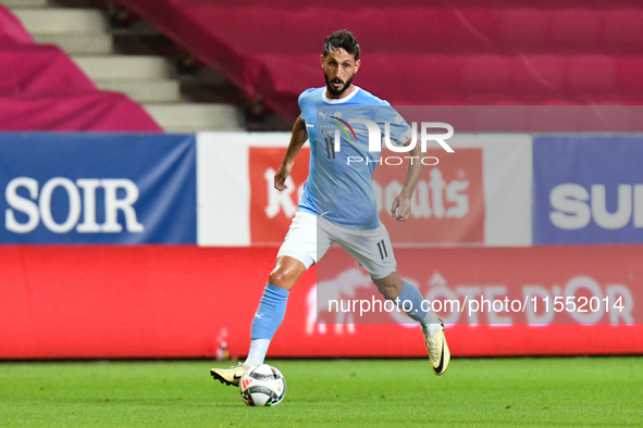 Sagiv Jehezkel is in action during Belgium vs Israel: matchday 1 of UEFA Nations League 2024-2025, at Nagyerdei Stadion, in Debrecen, Hungar...