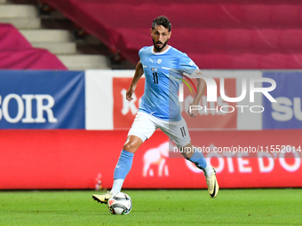 Sagiv Jehezkel is in action during Belgium vs Israel: matchday 1 of UEFA Nations League 2024-2025, at Nagyerdei Stadion, in Debrecen, Hungar...