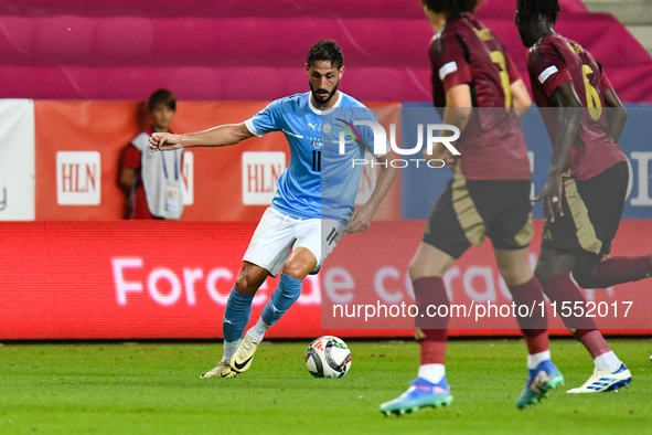 Sagiv Jehezkel is in action during Belgium vs Israel: matchday 1 of UEFA Nations League 2024-2025, at Nagyerdei Stadion, in Debrecen, Hungar...