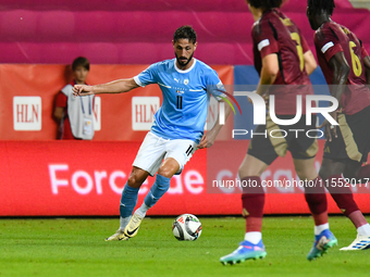 Sagiv Jehezkel is in action during Belgium vs Israel: matchday 1 of UEFA Nations League 2024-2025, at Nagyerdei Stadion, in Debrecen, Hungar...