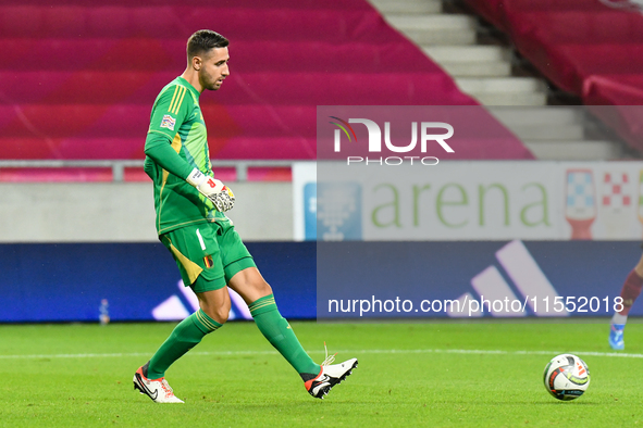 Koen Casteels is in action during Belgium vs Israel: matchday 1 of UEFA Nations League 2024-2025, in Debrecen, Hungary, on September 6, 2024...