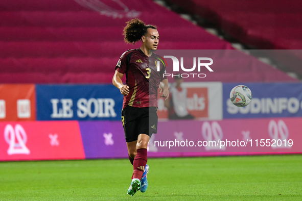 Arthur Theate is in action during Belgium vs. Israel: matchday 1 of UEFA Nations League 2024-2025, in Debrecen, Hungary, on September 6, 202...