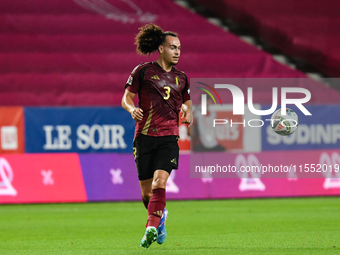 Arthur Theate is in action during Belgium vs. Israel: matchday 1 of UEFA Nations League 2024-2025, in Debrecen, Hungary, on September 6, 202...