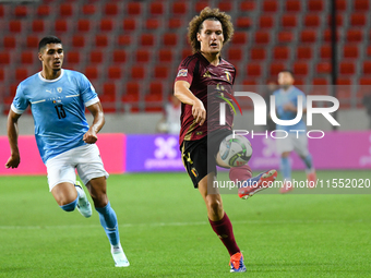 Lois Openda is in action during Belgium vs Israel: matchday 1 of UEFA Nations League 2024-2025, in Debrecen, Hungary, on September 6, 2024,...