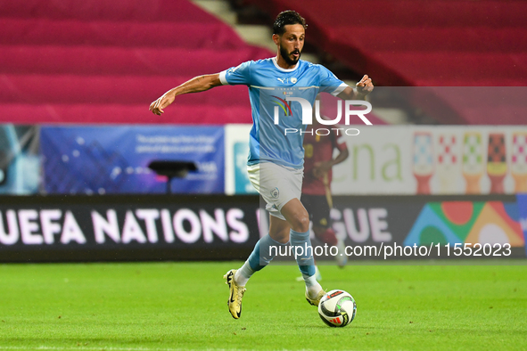 Sagiv Jehezkel is in action during Belgium vs Israel: matchday 1 of UEFA Nations League 2024-2025, at Nagyerdei Stadion, in Debrecen, Hungar...