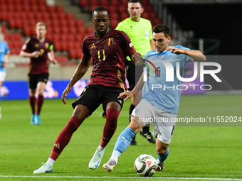 Oscar Gloukh and Dodi Lukebakio are in action during Belgium vs Israel: matchday 1 of UEFA Nations League 2024-2025, in Debrecen, Hungary, o...