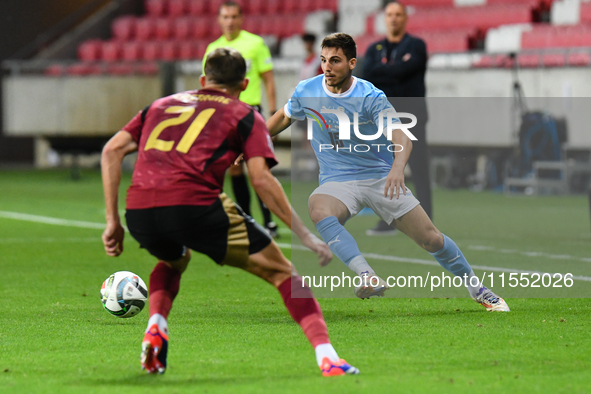 Oscar Gloukh is in action during Belgium vs Israel: matchday 1 of UEFA Nations League 2024-2025, in Debrecen, Hungary, on September 6, 2024....