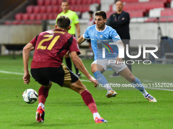 Oscar Gloukh is in action during Belgium vs Israel: matchday 1 of UEFA Nations League 2024-2025, in Debrecen, Hungary, on September 6, 2024....