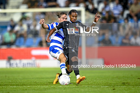 De Graafschap player Donny Warmerdam and FC Eindhoven player Tyrese Simons during the match De Graafschap vs. Eindhoven at Stadium De Vijver...