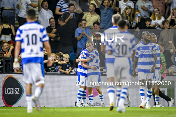 Players of De Graafschap celebrate the goal of De Graafschap player Philip Brittijn, making the score 2-0, during the match De Graafschap vs...