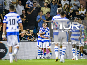 Players of De Graafschap celebrate the goal of De Graafschap player Philip Brittijn, making the score 2-0, during the match De Graafschap vs...