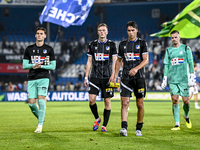 Players of FC Eindhoven are disappointed after the match during the match De Graafschap - Eindhoven at the Stadium De Vijverberg for the Dut...