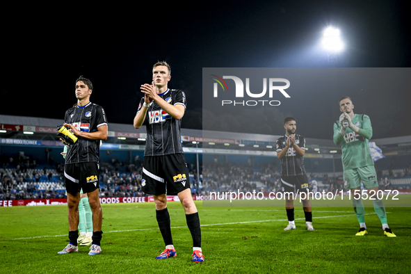 FC Eindhoven player Dyon Dorenbosch and FC Eindhoven player Daan Huisman during the match De Graafschap vs. Eindhoven at the Stadium De Vijv...