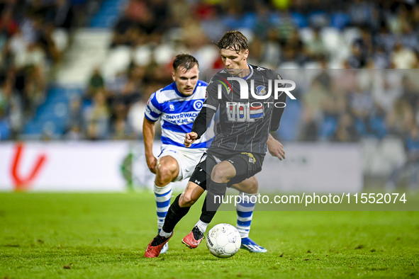 De Graafschap player Levi Schoppema and FC Eindhoven player Sven Blummel during the match De Graafschap vs. Eindhoven at Stadium De Vijverbe...