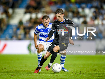 De Graafschap player Levi Schoppema and FC Eindhoven player Sven Blummel during the match De Graafschap vs. Eindhoven at Stadium De Vijverbe...