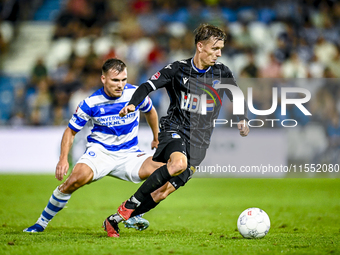 De Graafschap player Levi Schoppema and FC Eindhoven player Sven Blummel during the match De Graafschap vs. Eindhoven at Stadium De Vijverbe...