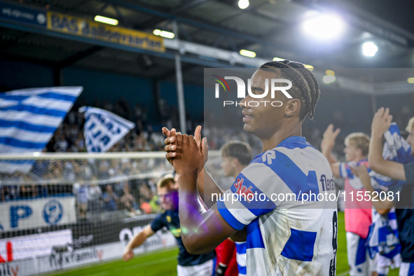 De Graafschap player Yannick Eduardo plays during the match between De Graafschap and Eindhoven at Stadium De Vijverberg for the Dutch Keuke...