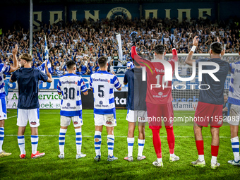 Players of De Graafschap celebrate the win with the fans during the match De Graafschap vs. Eindhoven at the Stadium De Vijverberg for the D...