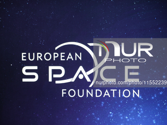 The European Space Foundation logo is at the AGH University of Science and Technology in Krakow, Poland, on September 6, 2024. The European...