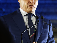 Francesco Lollobrigida, Italian Government Minister of Agriculture and Forests, attends the ceremony of the World Skate Games Italia 2024 in...