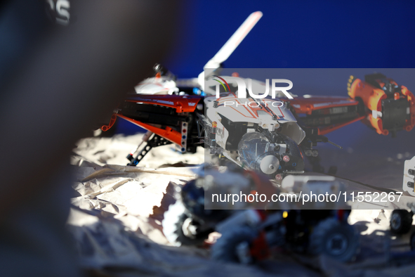 Space Lego sets are displayed during the 10th European Rover Challenge at the AGH University of Science and Technology in Krakow, Poland, on...