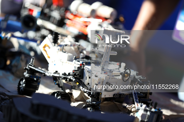 Space Lego sets are displayed during the 10th European Rover Challenge at the AGH University of Science and Technology in Krakow, Poland, on...