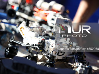 Space Lego sets are displayed during the 10th European Rover Challenge at the AGH University of Science and Technology in Krakow, Poland, on...