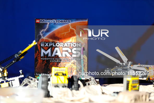 Space Lego sets are displayed during the 10th European Rover Challenge at the AGH University of Science and Technology in Krakow, Poland, on...