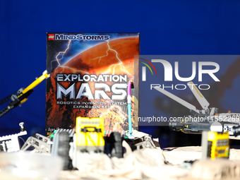 Space Lego sets are displayed during the 10th European Rover Challenge at the AGH University of Science and Technology in Krakow, Poland, on...