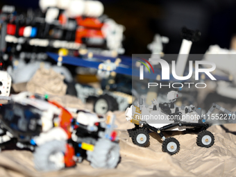 Space Lego sets are displayed during the 10th European Rover Challenge at the AGH University of Science and Technology in Krakow, Poland, on...