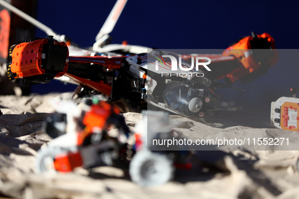 Space Lego sets are displayed during the 10th European Rover Challenge at the AGH University of Science and Technology in Krakow, Poland, on...