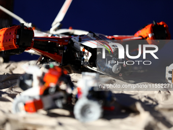 Space Lego sets are displayed during the 10th European Rover Challenge at the AGH University of Science and Technology in Krakow, Poland, on...