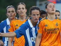 Mar Torras, Melanie Leupolz, and Maria Mendez play during the match between RCD Espanyol Women and Real Madrid CF Women, corresponding to we...